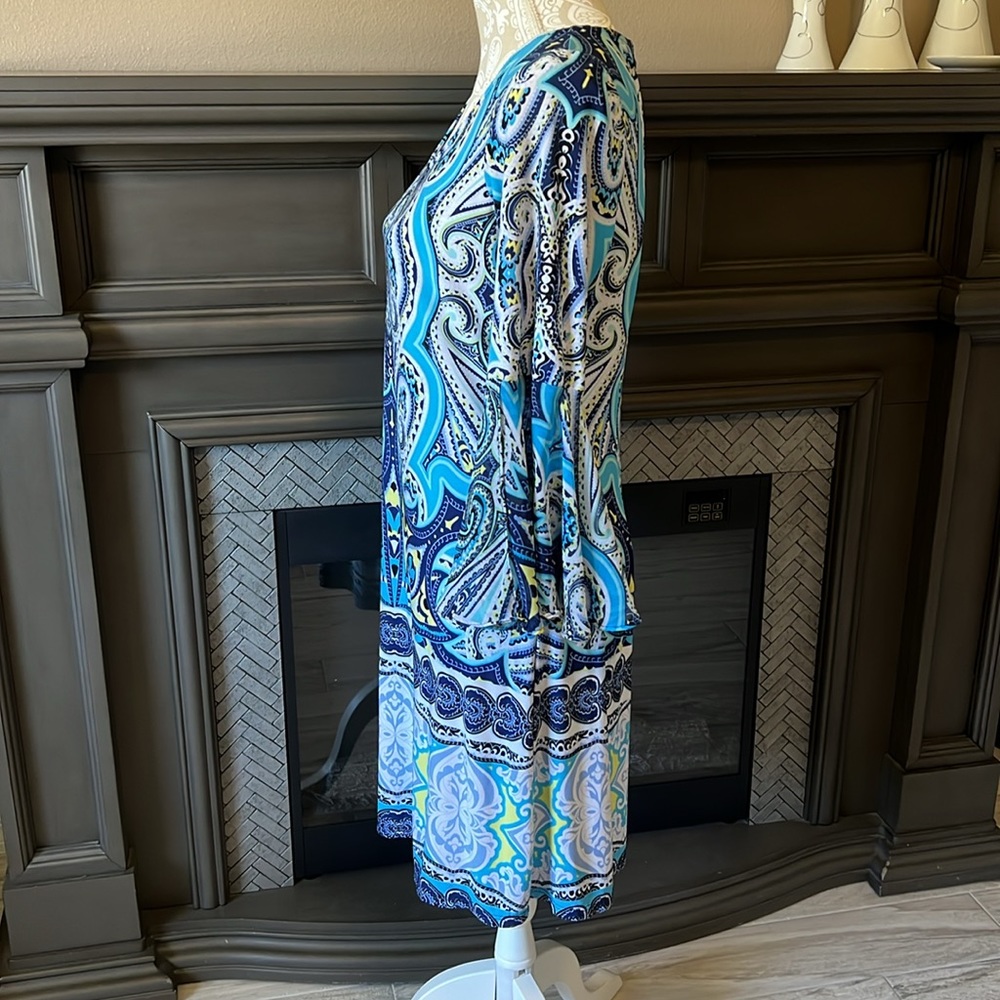 Msk Petite Patterned Dress With Split Bell Sleeve… - image 4